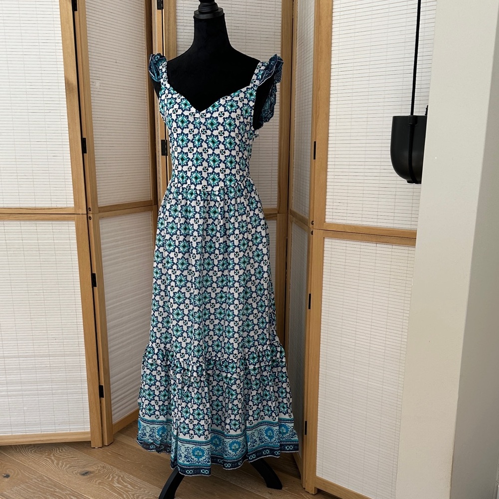 Lucky Brand Floral Blue and White Maxi Dress